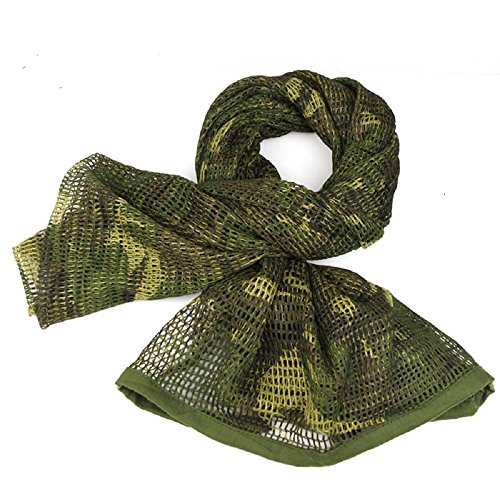 Gocher Malla Bufanda de Camuflaje de Red Velo de Francotirador para el Juego de Guerra Foulard Filet Hiking Net Scarf 190cm * 90cm-(wooland Camo)