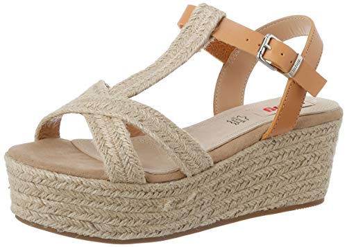 MTNG Collection 58972, Sandalias con Plataforma para Mujer, Beige (Jute Shaved Braid Natural/Sand and Sea Natural C49870), 37 EU