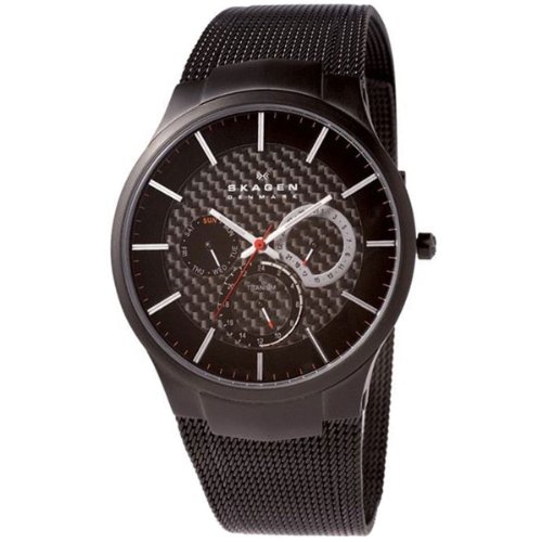 Skagen Slimeline Titan 809 XLTBB - Reloj de Caballero de Cuarzo (japonés), Correa de Titanio Color Negro