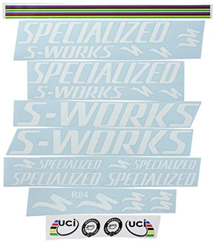 Ecoshirt BY-V5NL-373U Pegatinas Stickers S Works Specialized Aufkleber Decals Autocollants Adesivi R84, Blanco