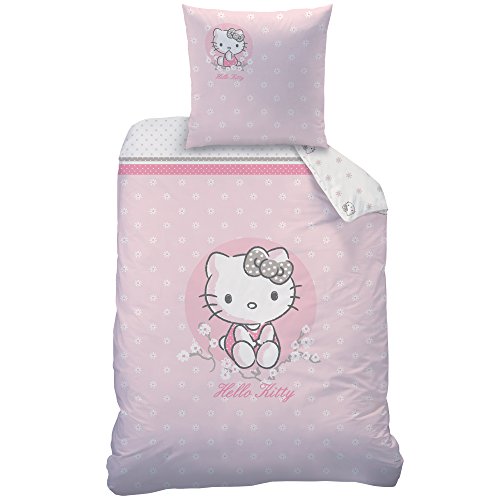 Hello Kitty 045244 cerisier – Juego de Cama, algodón, Rosa, 135 x 200 cm