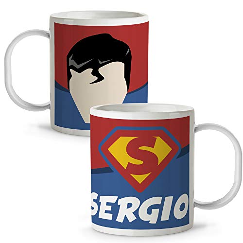 Taza Superhéroes Personalizada con Nombre | Plástico | Vuelta al Cole | Varios Diseños y Colores Interior | Superman