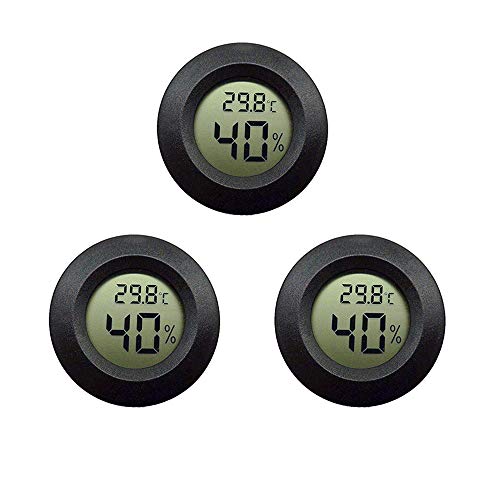 Thlevel Mini Termómetro Higrómetro Digital Interior de Temperatura y Humedad, Negro (3 PCS - B)