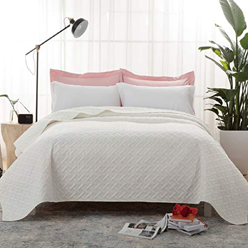 Bedsure Colcha Verano Cama 150 Blanco Marfil - Colcha Bouti de Primavera y Entretiempo Reverisible, Cubrecama Fina 250x280cm