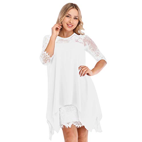 Vectry Black Friday Liquidación Venta Rebajas Vestidos De Fiesta Vestidos Liso Vestidos Casual Vestidos para Boda Vestidos Sin Manga Vestidos Calado Vestido De Encaje (S_Blanco, XXXXX-Large)