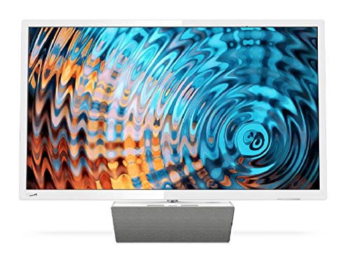 Philips Smart TV LED Full HD Ultrafino 32PFS5863/12, Televisor, HDMI/LAN/USB, 32 pulgadas, Blanco con base premium de altavoz bluetooth