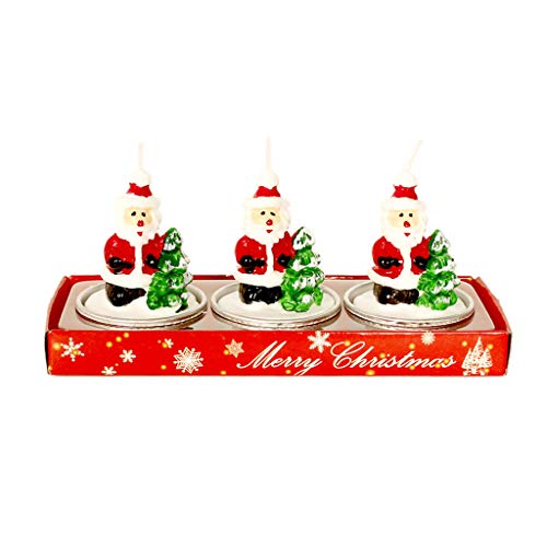 Lazder - Velas de té (3 unidades, diseño de Papá Noel, muñeco de nieve, Parafina, B, 14x5.5x6.5cm