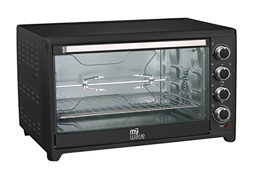 MyWave Horno 60 Litros MWECHOR-R60RC Horno Electrico de Sobremesa 2000W Conveccion y Rustipollo Parrilla y Bandeja para Hornear Color Negro