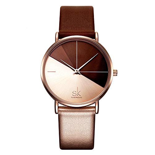 SHENGKE shengke señoras Reloj de Pulsera Creativas Mujeres Relojes Marca Reloj Mujeres Malla Vestido Reloj (K0095-Rosegold&Brown)