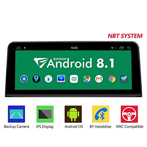 eonon GA9206NB Android 8.1 Compatible with X5 F15 (2014-2017) 10.25" Anti-Glare HD Touchscreen Audio Estéreo Soporte Android Auto Play iDrive NBT System DVD Bluetooth SWC Backup CAM GPS