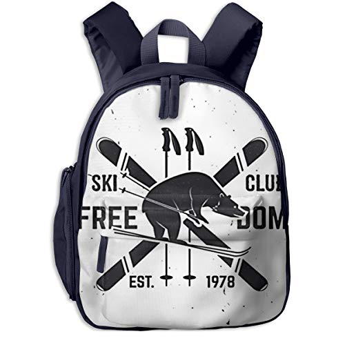 Mochilas Infantiles, Bolsa Mochila Niño Mochila Bebe Guarderia Mochila Escolar con Insignia del Oso del Club de esquí para Niños de 3 A 6 Años de Edad