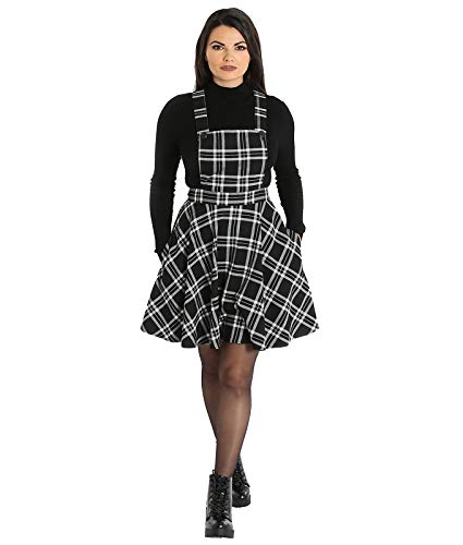 Hell Bunny Islay Tartán Cuadros Mini Vestido Estilo Pichi - Negro, UK 22 (4XL)