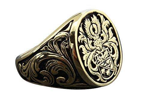 myringshop Anillo ESCUDO SELLO ANILLO ACERO inox. DORADO