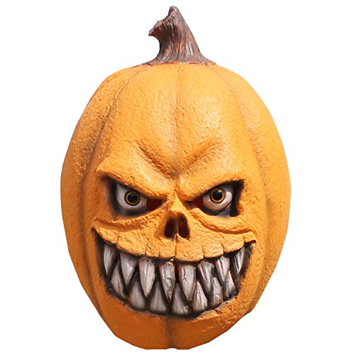 HLXXX Máscara de Halloween Látex Calabaza Maquillaje Máscara de Horror Bola de Carnaval Máscara Divertida,Yellow-OneSize