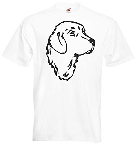 JINTORA Camiseta T-Shirt - Hombre Blanco - tamaño S - Golden Retriever Head - Perro - JDM/Die Cut - para Fiesta Carnaval Carnaval Laboral Deportes