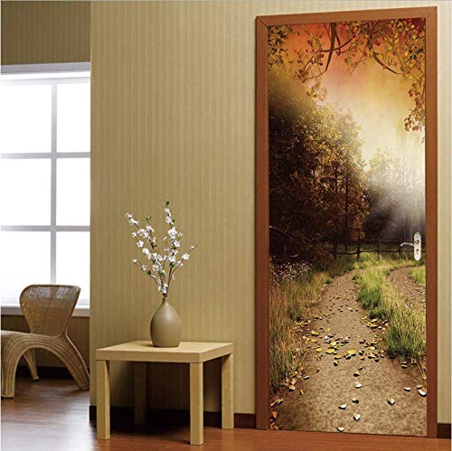 Etiqueta de la puerta Escena fantástica otoño pared puerta art deco muebles vinilo mural poster77*200cm