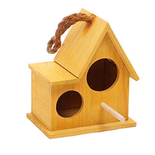 NYKK Jaula Grande Jardín Jaula de pájaros de Madera Inicio Balcón Decoración de pájaros Pájaro Pájaro Loro Jaula Colgante de Pared Colgante Casa de Aves Jaula Pájaros (Color : Yellow, tamaño : S)