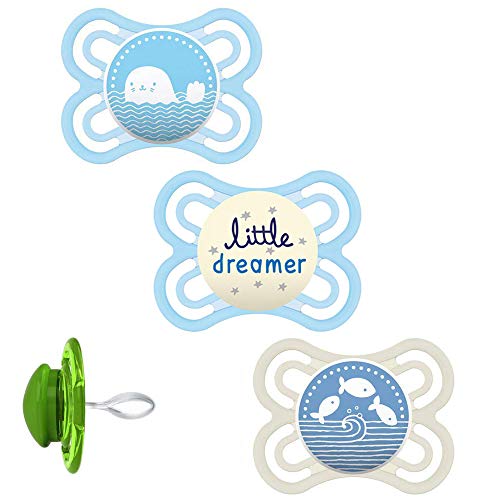 MAM Perfect Lot de 3 sucettes en silicone 0-6 Boy Mix // 3 boîtes de transport stériles incluses