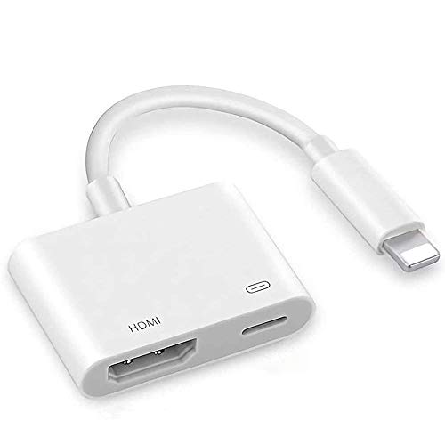 Adaptador HDMI para iPhone a TV, adaptador AV digital 1080P, conector HDMI de pantalla sincronizada para iPhone y iPad-blanco (compatible con iOS, sin necesidad de aplicación)