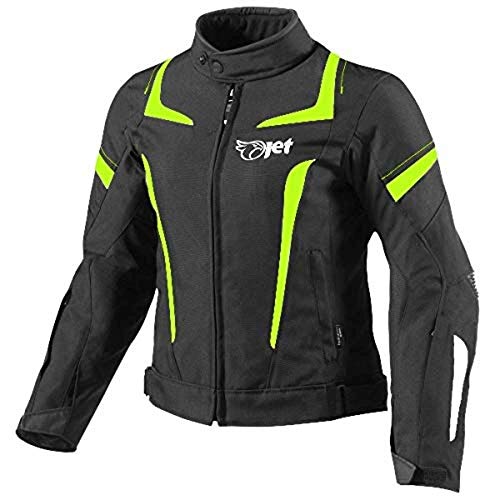 JET Chaqueta Moto Mujer Textil Impermeable con Armadura (L (ES 40-42), Fluro)