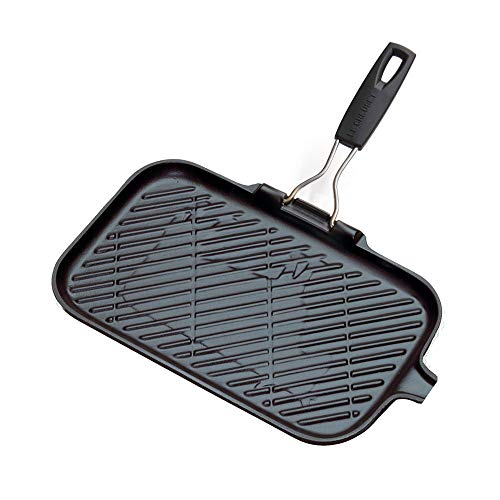 Le Creuset Parrilla Grill de Hierro Fundido, Rectangular, 36 x 20 cm, Apto para Todas Las Fuentes de Calor, Incl. inducción, Negro Mate