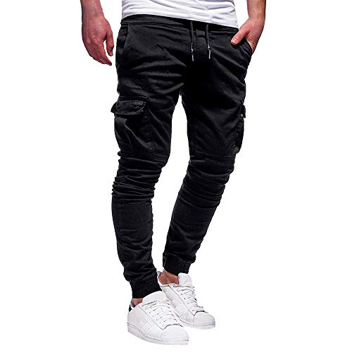 Overdose Pantalones Hombre Pantalón Deportivo De Color Puré con Vendaje Casual Pantalones Sueltos con Cordón Pantalon Baggy Hombre Original