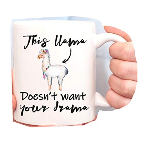 Taza con texto en inglés «This Llama Doesnt Want Your Drama», taza de llama, taza de lama, taza de café de llama, taza de alpaca, regalos divertidos