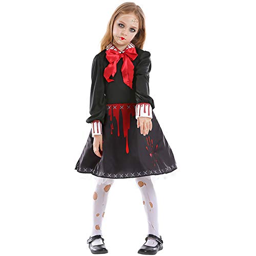 Avsvcb Cosplay Navidad Entre Padres e Hijos muñeca Maldita Vestido Estampado para niños Regalo de Novedad de Halloween muñeca de cerámica de Miedo Vestido de Sangre