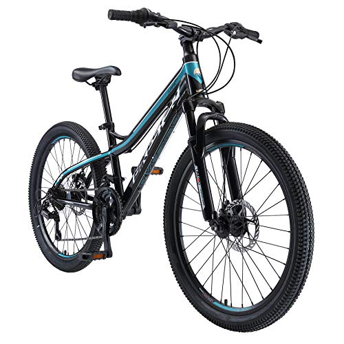 BIKESTAR Bicicleta de montaña de Aluminio Bicicleta Juvenil 24 Pulgadas de 10 a 13 años | Cambio Shimano de 21 velocidades, Freno de Disco, Horquilla de suspensión | niños Bicicleta Verde