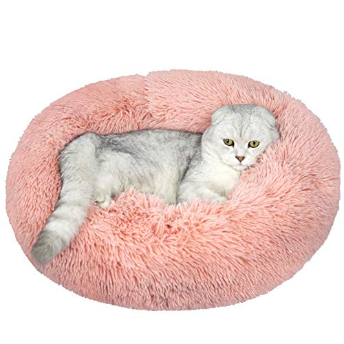 Cama redonda esponjosa para mascotas cálida de felpa para perros gatos cómoda calmante para perro gato nido suave saco de dormir lavable para gatos perros cachorros Schnauzer Teddy