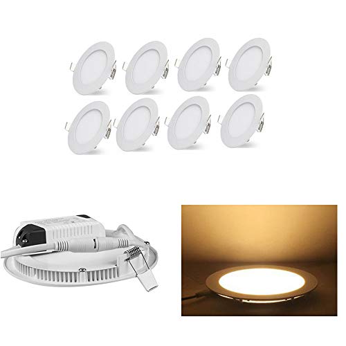 9W Luz de Techo Empotrada LED Redondo Panel de Luz Led Iluminación Cocina Baño Corredor 3000-3500K Blanco Cálido Tamaño