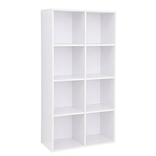 VASAGLE Estantería para Libros de 8 Cubos, Estantería de Madera y Estantería de exposición, Armario Independiente para la Oficina, casa, Color Blanco LBC24WT