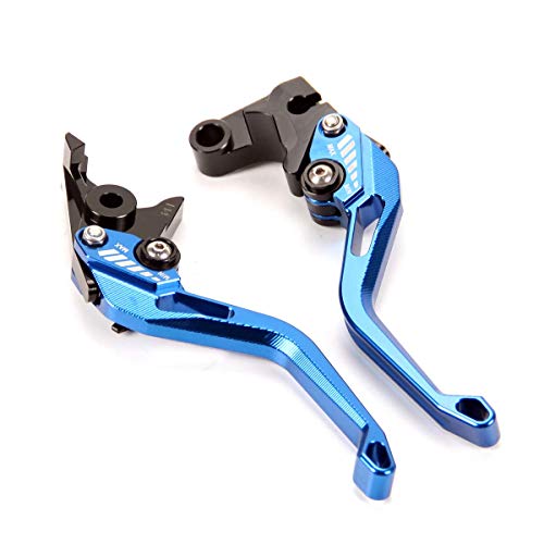 Auzkong Palancas de embrague de freno cortas ajustable para Yamaha YZF R6 2005-2016, YZF R1 2004-2008 azul