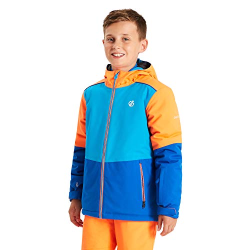 Dare 2b Aviate Waterproof Breathable High Loft Insulated Reflective Ski Snowboard Jacket with Snowskirt and Elasticated Hood Chaqueta, Unisex niños, Oxford Azul/Atlantic Blue, 9-10