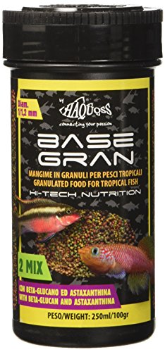 Haquoss basegran Alimento de Gránulos de 1,2/1,5 mm para Peces Tropicales, 250 ml/100 gr