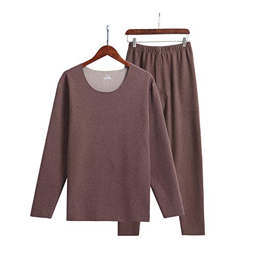 Ropa Interior Térmica,Invierno Otoño Pareja Ropa Interior Térmica 2 Pieza/Conjunto Largo Macho Hembra Marrón Profundo De Doble Cara Lijado Otoño Invierno Caliente Más Tamaño Pajamas Multifunci