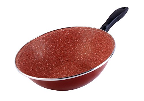 Magefesa Toscana Terracota Wok 28 cm de Acero esmaltado, Antiadherente Multicapa Efecto Piedra, Color marrón Exterior. Apto para Todo Tipo de cocinas, incluida inducción, Borgoña, centimeters