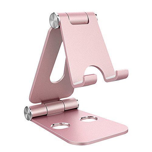 Simpeak Soporte Móvil, Soporte Tablet, Multi-Angulo Soporte de Aluminio Compatible con iPad,Compatible con iPhone, Compatible con Nintendo Switch, Otras Tabletas y Móviles, Rosa