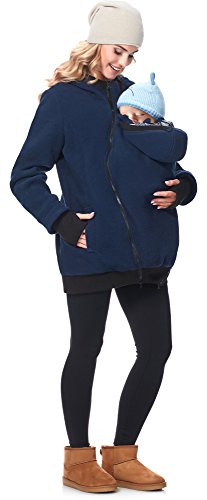 Be Mammy Chaqueta Abrigo Premamá Panel Extraíble Embarazo Ropa Invierno BE20-181 (Azul Oscuro, EU 46=ES 46)