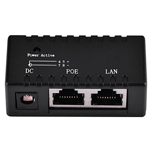 Zer one Adaptador De Inyector Power Over Ethernet Splitter De Inyector PoE para Red LAN(Negro) (1 pc)