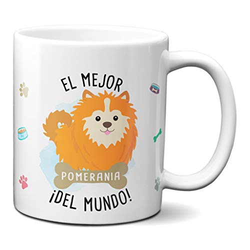 Planetacase Taza el Mejor Pomerania del Mundo Regalo Original Taza Perro Ceramica 330 mL