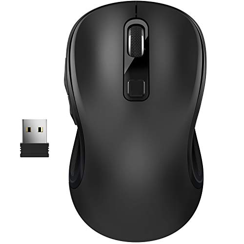 TedGem Ratón Inalámbrico, 2.4G Ratón Inalámbrico Portátil, con Receptor Nano USB para Ordenador Portátil, PC, Chromebook, 6 Botones, Niveles de Ajuste de 3 dpi - Super Ahorro de Energía(Nego)