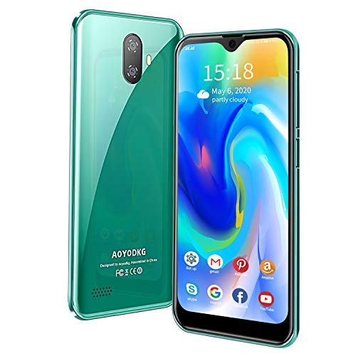 Teléfono Móvil，Quad-Core 32GB，Android 9.0 Teléfono Libre Dual SIM， 8 MP + 5 MP，Smartphones Baratos de 5.5 Pulgadas，Reconocimiento Facial，3400mAh Batería，GPS/WiFi-Negro