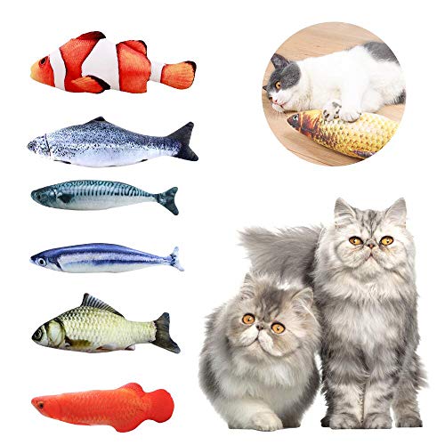 ASANMU Juguete Hierba Gatera, 6pcs Juguete para Gato 20 cm Juguetes del Catnip, Juguete Gato Pez Simulación Peluches Pescado Juguetes Interactivos para Gatos Pescados del Juguete Interactiva Mascota