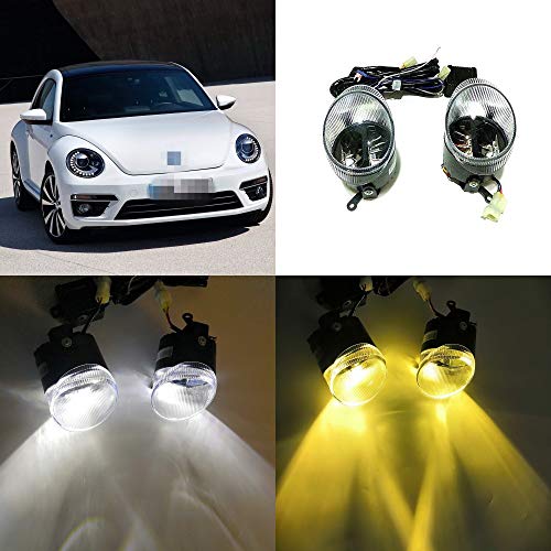 July King Ensamblaje de lámpara de niebla bifocal LED de 24 vatios para Beetle R-line 2013+, LED de luces de día LED DRL + de haz alto + de haz bajo amarillo