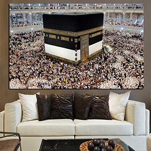 WCLGDJ Imprimir Masjid al-Haram en La Meca Santuarios sagrados islámicos Mezquita Musulmana Kaaba Pintura al óleo sobre Lienzo Cuadro de Pared Cuadros religiosos 50x70cm Sin Marco