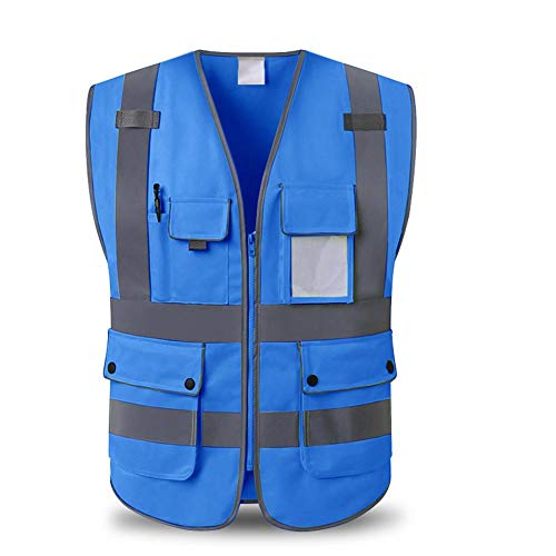 Cosy-TT Chaleco de Seguridad Transpirable Unisex de Alta Visibilidad, con múltiples Bolsillos, construcción Transpirable, Rayas Reflectantes Ajustables Chaleco de Seguridad