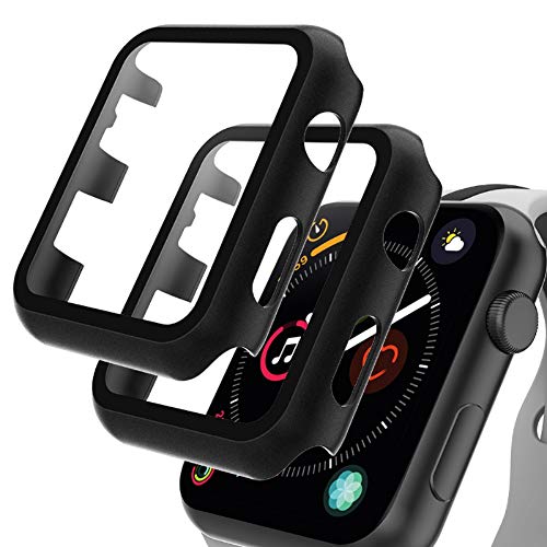 GeeRic Protector de Pantalla Compatible con Apple Watch 44mm Series 5/4, [2 Pcs] [PC Funda][HD Película] [Completa], Cristal Vidrio Templado Compatible para Apple Watch 44mm Series 4