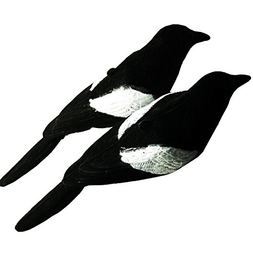 GUGULUZA 2pcs Flocked urraca. Aves Caza señuelos Trampa para pájaros Fake Pintado jardín decoración