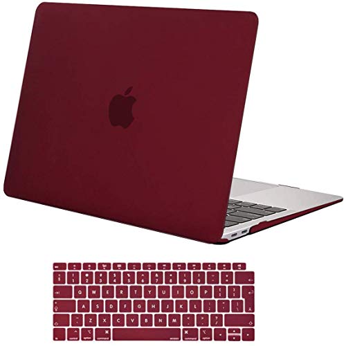 MOSISO Funda Dura Compatible con 2020 2019 2018 MacBook Air 13 Pulgadas A2179 A1932 con Touch ID, Ultra Delgado Carcasa Rígida Protector de Plástico Cubierta & Piel de Teclado, Marsala Rojo